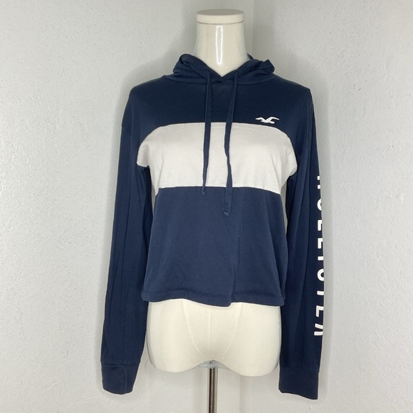 Hollister Sweaters - Hollister Cropped Long Sleeve Pullover Top  Size XS Navy Preppy Y2K Sweatshirt